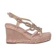 Flettet kilesandal med strass