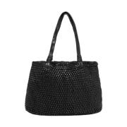 Flettet skinn shopper bag