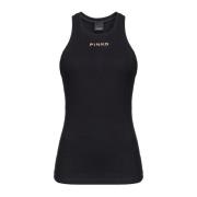 Ribbet Bomull Tank Top med Logo