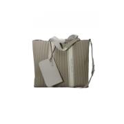 Grace L Tote Bag med hvite vertikale striper