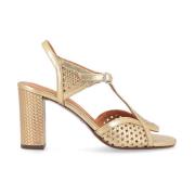 Champagne Lær Sandal Bessy Modell