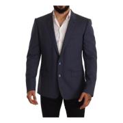 Blå Ull Blazer Jakke Slim Fit