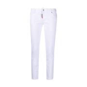 Slim-Fit Hvit Denim Bomullsbukse