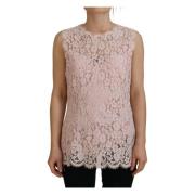 Rosa Blomster Blonde Ermeløs Tank Bluse Top