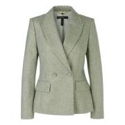 Grønn Herringbone Blazer med Gull Lurextråd