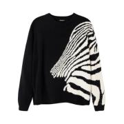 Oversized Genser med Zebra Design