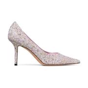 Rosa Glitter Spiss Tå Stiletthæler