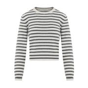 Panama Stripete Crew Neck Paljett Topp