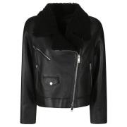 Grained Leather Zip Jacket