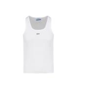 Ribbet bomull tank top med logo