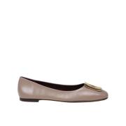 Mørk Elg Skinn Ballerina Flats