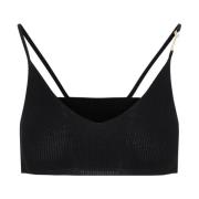 Sort V-hals Crop Top