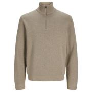 Beige Strikk Half Zip Genser