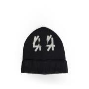 Svart Hull Beanie i Techno Ull