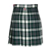 Grønn Tartan Mini Plissert Skjørt