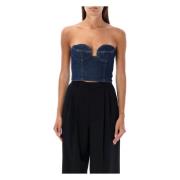 Denim Bustier Top Navy Aw24