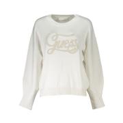 Hvit Crew Neck Brodert Genser