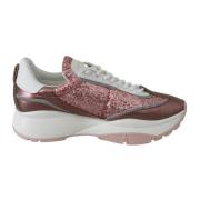 Rosa Glitter Skinn Sneakers