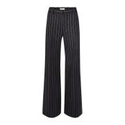 Blå Pinstripe Wide Leg Bukser