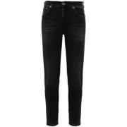 Sort Skinny Jeans med Whiskering