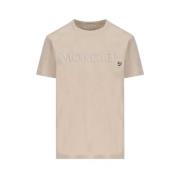 Brodert Logo T-skjorte Beige Topp