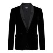 Svart Fløyel Tuxedo Blazer Aw24