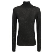 Sort turtleneck slim fit genser