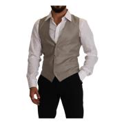 Beige Single Breasted Vest