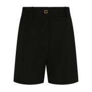 Svarte ullshorts med pleather detalj