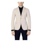 Beige Knappelukking Revers Blazer