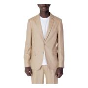 Beige Blazer med Reverskrage