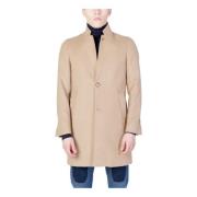 Beige V-Neck Lapel Coat