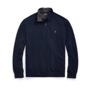 Marineblå Luksus Jersey Quarter-Zip Pullover