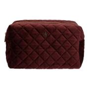 Fløyel Kvadratisk Quilted Make-Up Pung Stor Maroon