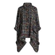 MultiColour Ullblanding Bouclé Cape med Pegaso Knapper