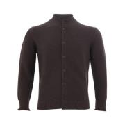 Elegant Brun Ull Cardigan Menn