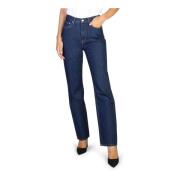 Dame Zip Jeans, 5-Lomme Solid Farge