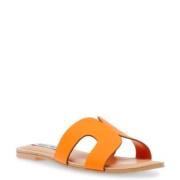 Oransje Lær Klassisk Sandal