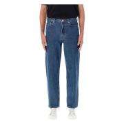 High-Waisted Straight Leg Denim Jeans