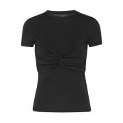 Svart Twisted T-skjorte med Front Knot