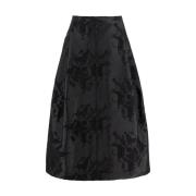 Elegant Midi Flared Jacquard Skjørt