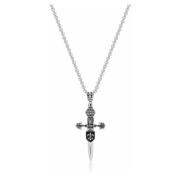 Mens Silver Large Sword Necklace