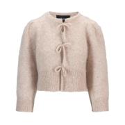 Chunky Beige Melange Cardigan med Feminine Detaljer