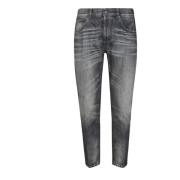 Slitte Denim Jeans med Microrifter