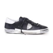 Svart Skinn Lave Sneakers