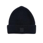 Navy Blue Logo Patch Beanie Hat