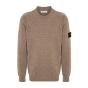 Beige Ull Crewneck Sweater Ribbet