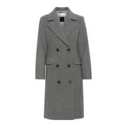 Klassisk Lapel Coat Jakke Granitt Melange