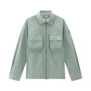 Sage Green Crinkle Overshirt Safari Style