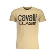 Beige Bomull Logo Print T-Skjorte